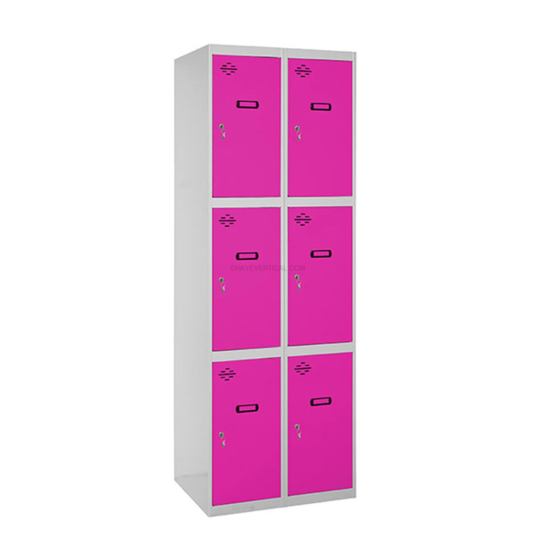 Cacifo Metálico SIMONLOCKER Profissional Montado 3 PUERTA 2/6 300 (600) Cinzento/RS - 1800 x 600 x 500 mm