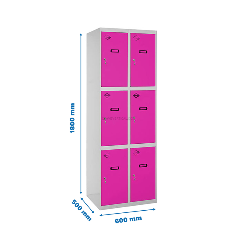Cacifo Metálico SIMONLOCKER Profissional Montado 3 PUERTA 2/6 300 (600) Cinzento/RS - 1800 x 600 x 500 mm
