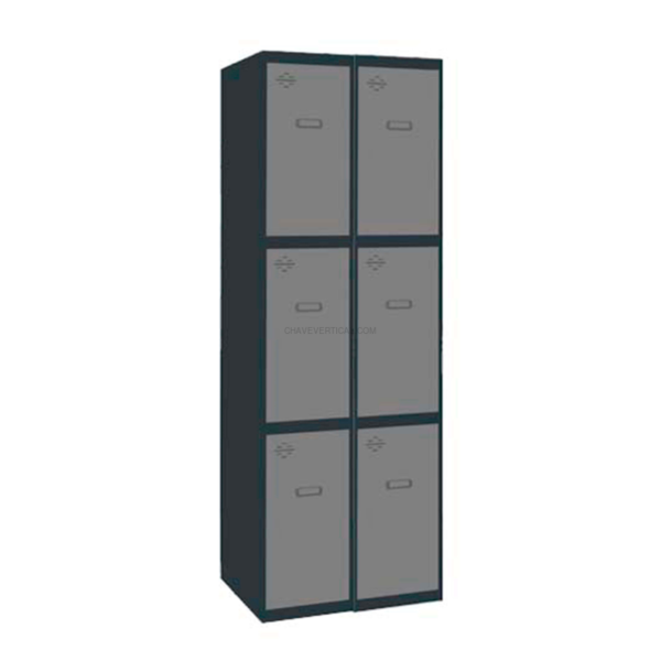 Cacifo Metálico SIMONLOCKER Profissional Montado 3 PUERTA 2/6 400 (800) AN/Cinzento - 1800 x 800 x 500 mm