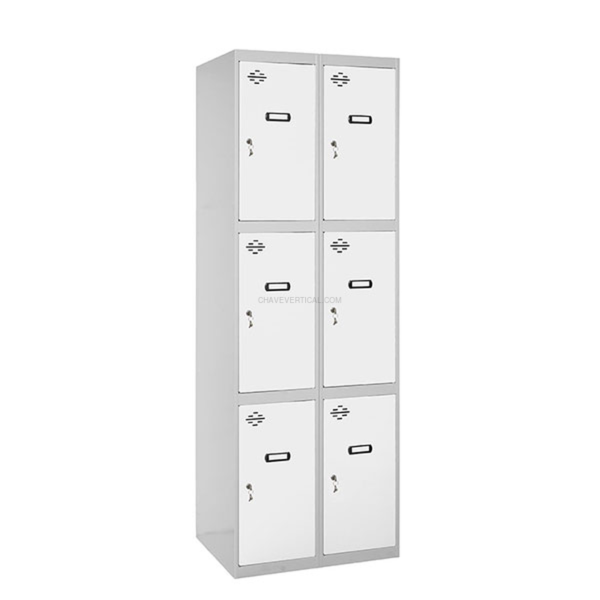 Cacifo Metálico SIMONLOCKER Profissional Montado 3 PUERTA 2/6 400 (800) Cinzento/Branco - 1800 x 800 x 500 mm