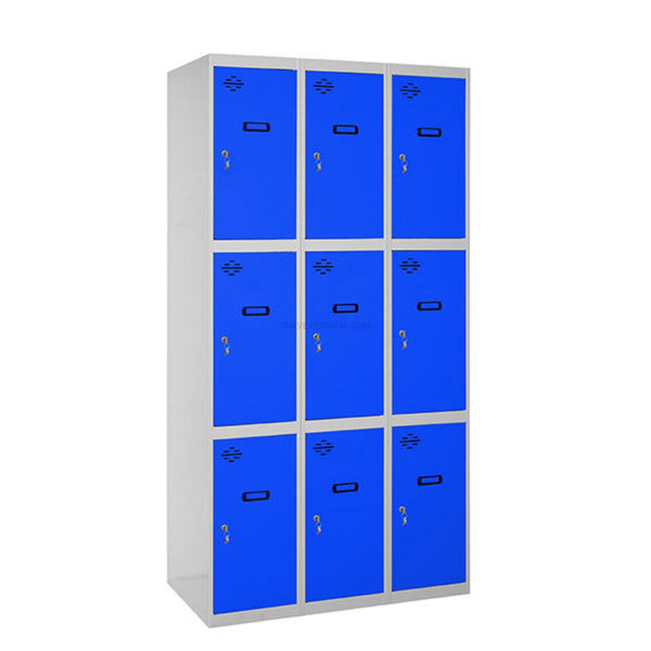 Cacifo Metálico SIMONLOCKER Profissional Montado 3 PUERTA 3/9 300 (900) Cinzento/Azul - 1800 x 900 x 500 mm