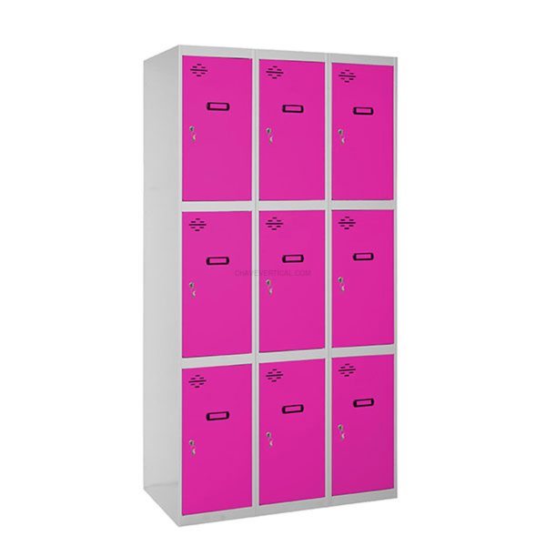 Cacifo Metálico SIMONLOCKER Profissional Montado 3 PUERTA 3/9 400 (1200) Cinzento/RS - 1800 x 1200 x 500 mm