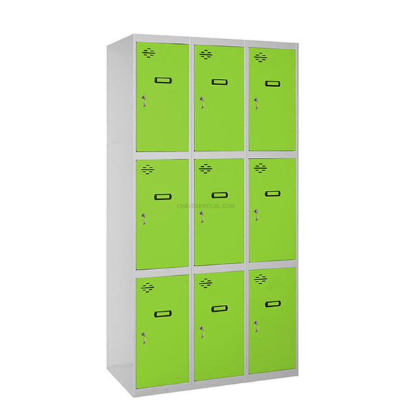 Cacifo Metálico SIMONLOCKER Profissional Montado 3 PUERTA 3/9 400 (1200) Cinzento/VE - 1800 x 1200 x 500 mm