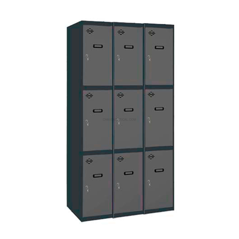 Cacifo Metálico SIMONLOCKER Profissional Montado 3 PUERTA 3/9 400 (1200)AN/AN - 1800 x 1200 x 500 mm