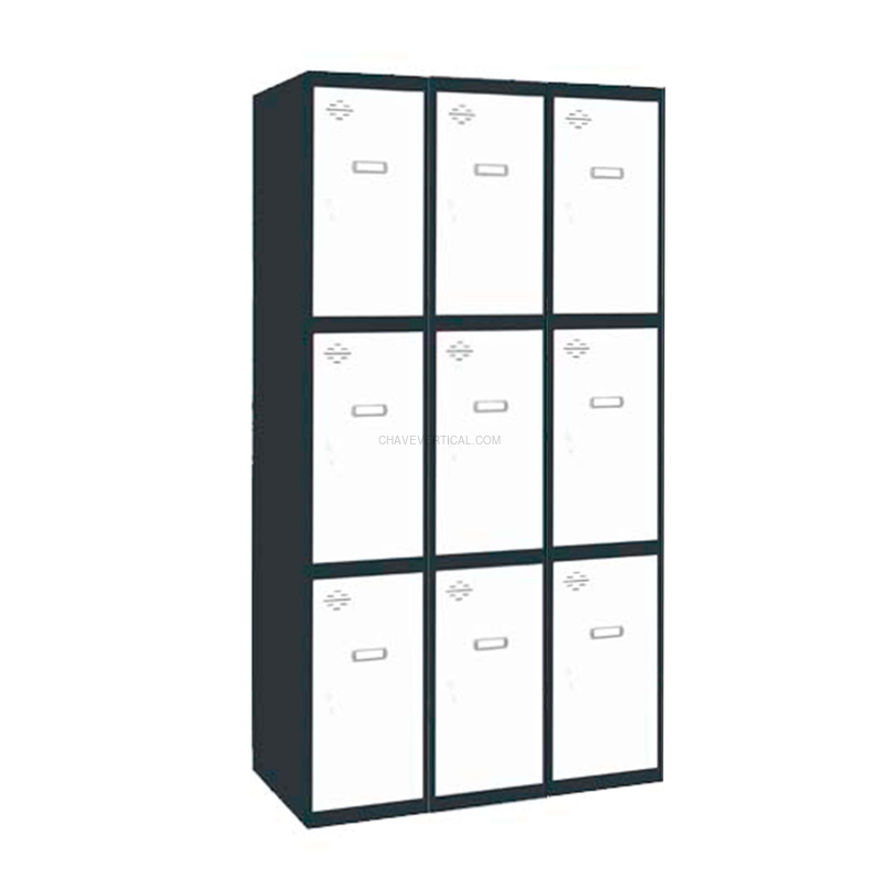 Cacifo Metálico SIMONLOCKER Profissional Montado 3 PUERTA 3/9 400 (1200)AN/Branco - 1800 x 1200 x 500 mm