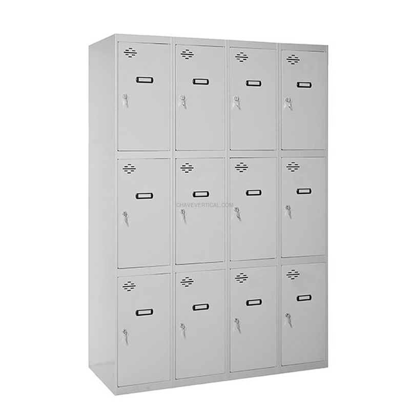 Cacifo Metálico SIMONLOCKER Profissional Montado 3 PUERTA 4/12 300 (1200) Cinzento - 1800 x 1200 x 500 mm