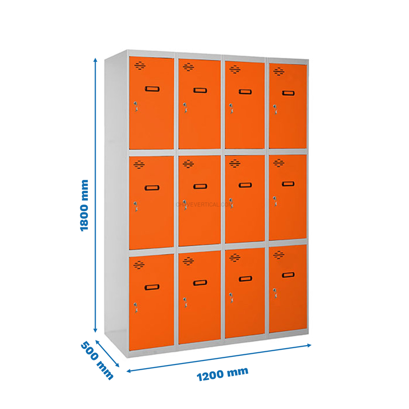Cacifo Metálico SIMONLOCKER Profissional Montado 3 PUERTA 4/12 300 (1200)Cinzento/NA - 1800 x 1200 x 500 mm