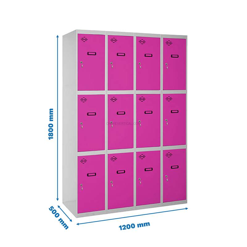 Cacifo Metálico SIMONLOCKER Profissional Montado 3 PUERTA 4/12 300 (1200)Cinzento/RS - 1800 x 1200 x 500 mm
