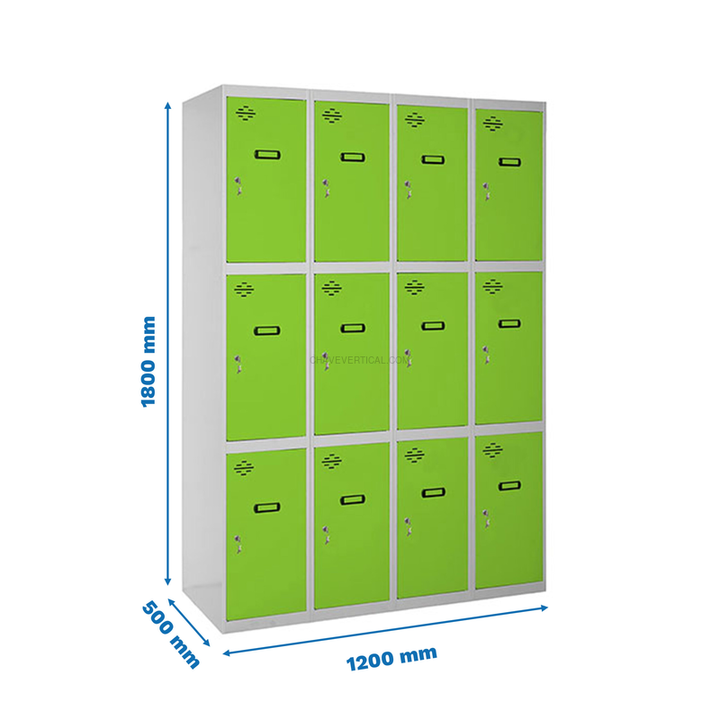 Cacifo Metálico SIMONLOCKER Profissional Montado 3 PUERTA 4/12 300 (1200)Cinzento/VE - 1800 x 1200 x 500 mm