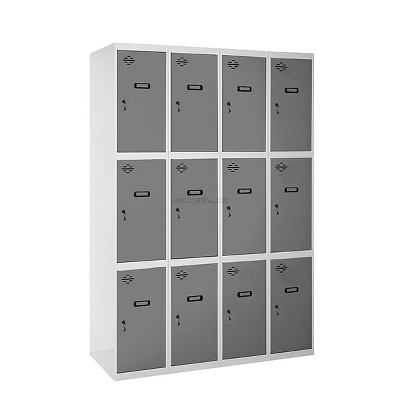 Cacifo Metálico SIMONLOCKER Profissional Montado 3 PUERTA 4/12 300(1200)Branco/AN - 1800 x 1200 x 500 mm