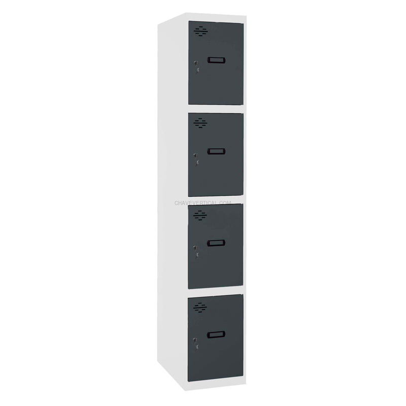 Cacifo Metálico SIMONLOCKER Profissional Montado 4 PUERTA 1/4 300 Branco/AN - 1800 x 300 x 500 mm