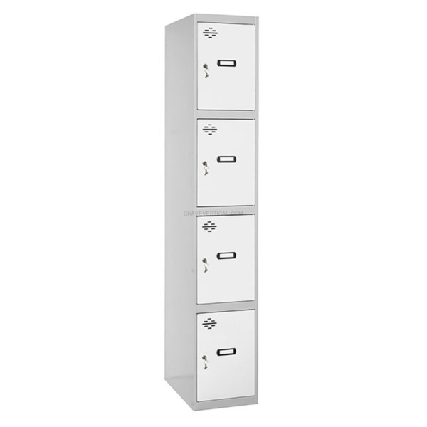 Cacifo Metálico SIMONLOCKER Profissional Montado 4 PUERTA 1/4 300 Cinzento/Branco - 1800 x 300 x 500 mm
