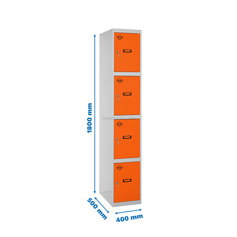 Cacifo Metálico SIMONLOCKER Profissional Montado 4 PUERTA 1/4 400 Cinzento/NA - 1800 x 400 x 500 mm