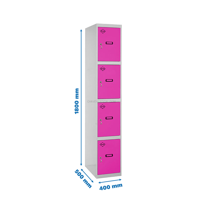 Cacifo Metálico SIMONLOCKER Profissional Montado 4 PUERTA 1/4 400 Cinzento/RS - 1800 x 400 x 500 mm