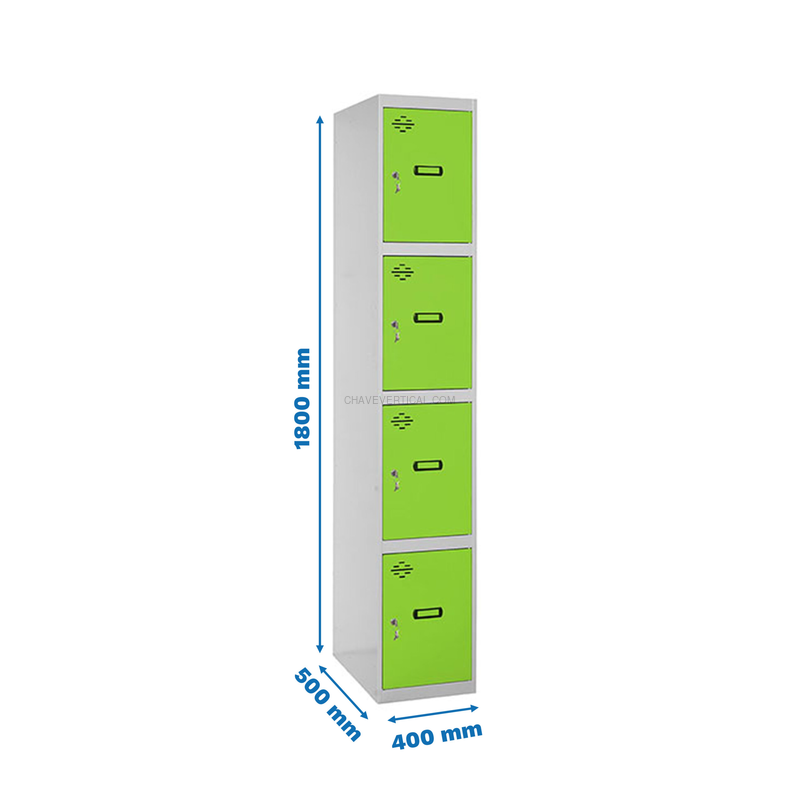 Cacifo Metálico SIMONLOCKER Profissional Montado 4 PUERTA 1/4 400 Cinzento/VE - 1800 x 400 x 500 mm