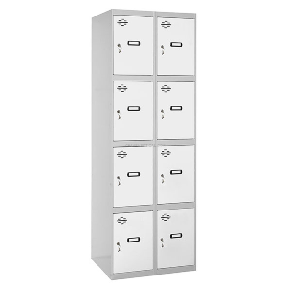 Cacifo Metálico SIMONLOCKER Profissional Montado 4 PUERTA 2/8 300 (600) Cinzento/Branco - 1800 x 600 x 500 mm