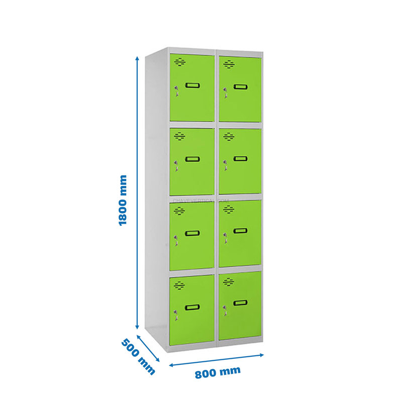 Cacifo Metálico SIMONLOCKER Profissional Montado 4 PUERTA 2/8 400 (800) Cinzento/VE - 1800 x 800 x 500 mm