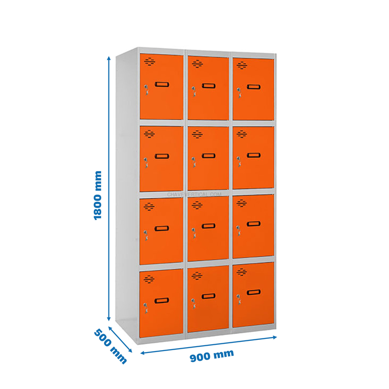 Cacifo Metálico SIMONLOCKER Profissional Montado 4 PUERTA 3/12 300 (900) Cinzento/NA - 1800 x 900 x 500 mm