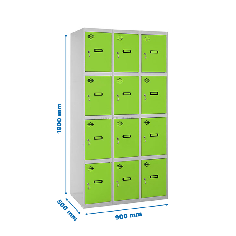 Cacifo Metálico SIMONLOCKER Profissional Montado 4 PUERTA 3/12 300 (900) Cinzento/VE - 1800 x 900 x 500 mm