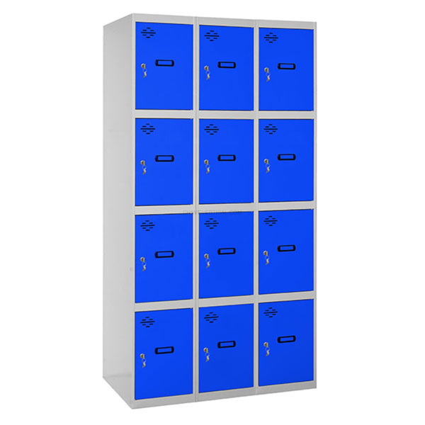 Cacifo Metálico SIMONLOCKER Profissional Montado 4 PUERTA 3/12 400 (1200)Cinzento/Azul - 1800 x 1200 x 500 mm