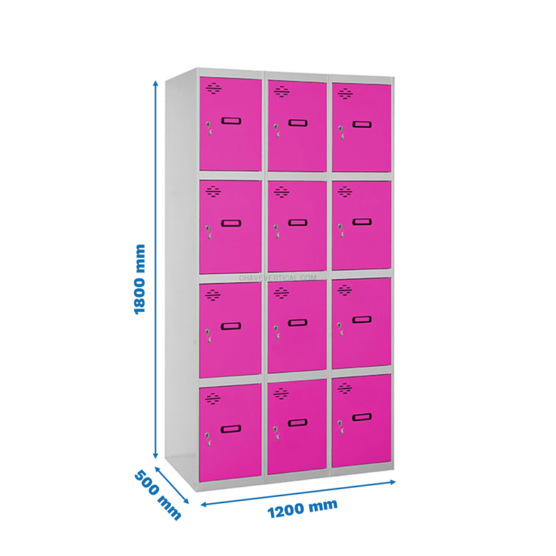 Cacifo Metálico SIMONLOCKER Profissional Montado 4 PUERTA 3/12 400 (1200)Cinzento/RS - 1800 x 1200 x 500 mm