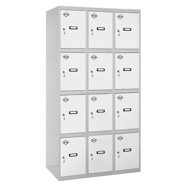 Cacifo Metálico SIMONLOCKER Profissional Montado 4 PUERTA 3/12 400(1200) Cinzento/Branco - 1800 x 1200 x 500 mm
