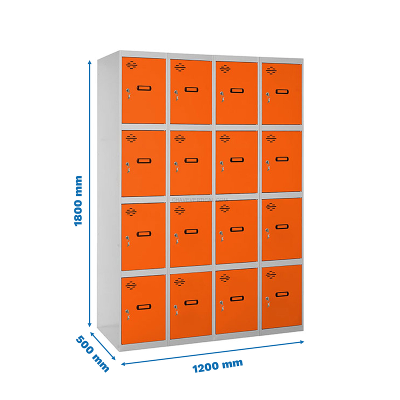 Cacifo Metálico SIMONLOCKER Profissional Montado 4 PUERTA 4/16 300 (1200)Cinzento/NA - 1800 x 1200 x 500 mm