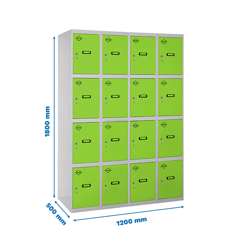 Cacifo Metálico SIMONLOCKER Profissional Montado 4 PUERTA 4/16 300 (1200)Cinzento/VE - 1800 x 1200 x 500 mm