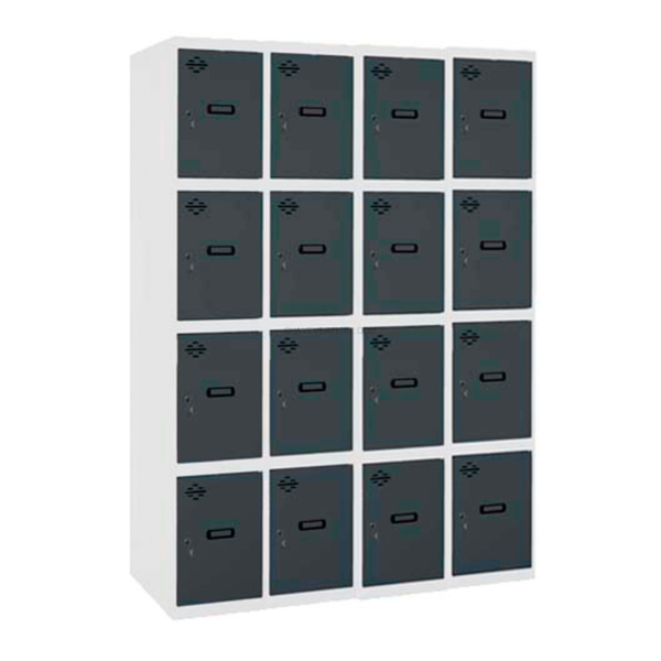 Cacifo Metálico SIMONLOCKER Profissional Montado 4 PUERTA 4/16 300(1200)Branco/AN - 1800 x 1200 x 500 mm
