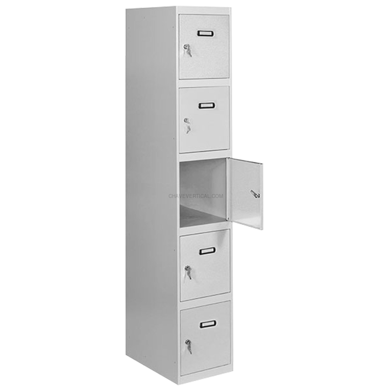 Cacifo Metálico SIMONLOCKER Profissional Montado 5 PUERTA 1/5 300 Cinzento - 1800 x 300 x 500 mm