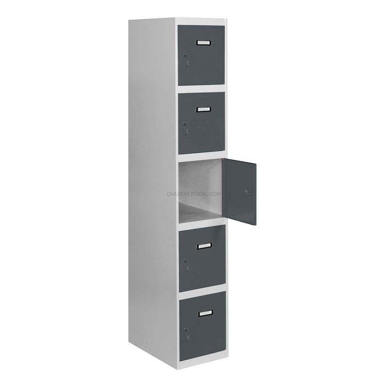 Cacifo Metálico SIMONLOCKER Profissional Montado 5 PUERTA 1/5 300 Cinzento/AN - 1800 x 300 x 500 mm