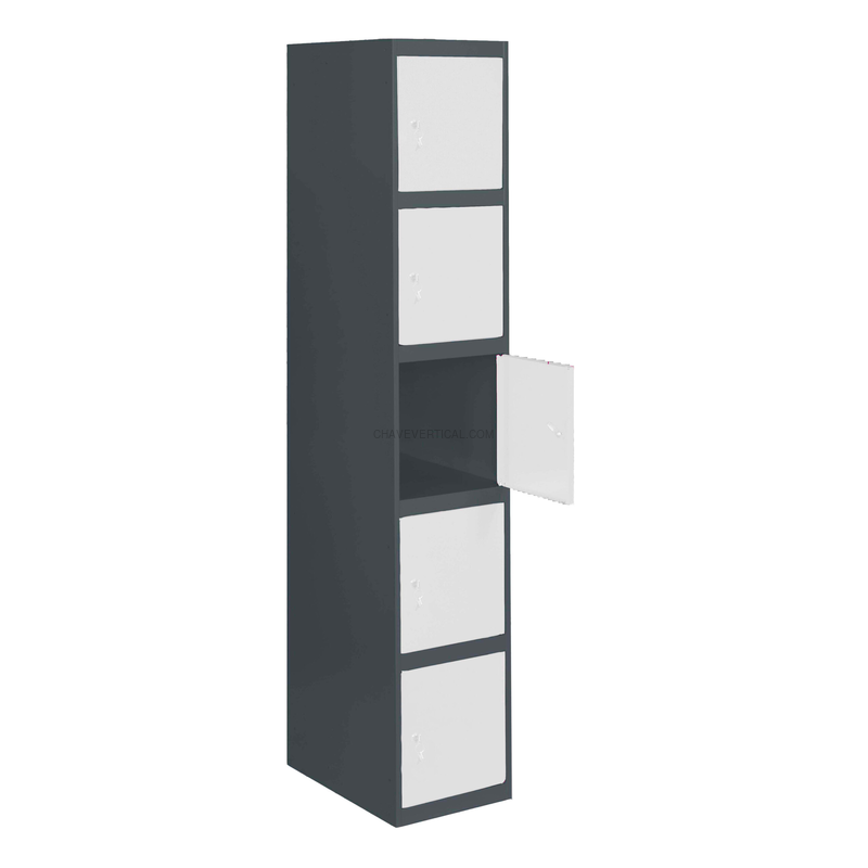 Cacifo Metálico SIMONLOCKER Profissional Montado 5 PUERTA 1/5 400 AN/Branco - 1800 x 400 x 500 mm