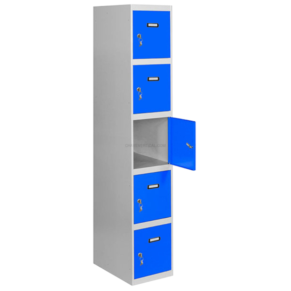 Cacifo Metálico SIMONLOCKER Profissional Montado 5 PUERTA 1/5 400 Cinzento/Azul - 1800 x 400 x 500 mm
