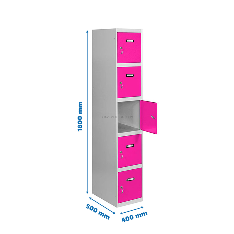 Cacifo Metálico SIMONLOCKER Profissional Montado 5 PUERTA 1/5 400 Cinzento/RS - 1800 x 400 x 500 mm