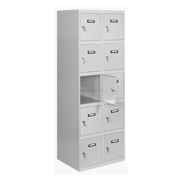 Cacifo Metálico SIMONLOCKER Profissional Montado 5 PUERTA 2/10 300 (600) Cinzento - 1800 x 600 x 500 mm