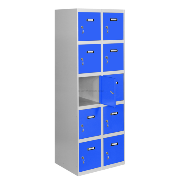 Cacifo Metálico SIMONLOCKER Profissional Montado 5 PUERTA 2/10 400 (800) Cinzento/Azul - 1800 x 800 x 500 mm