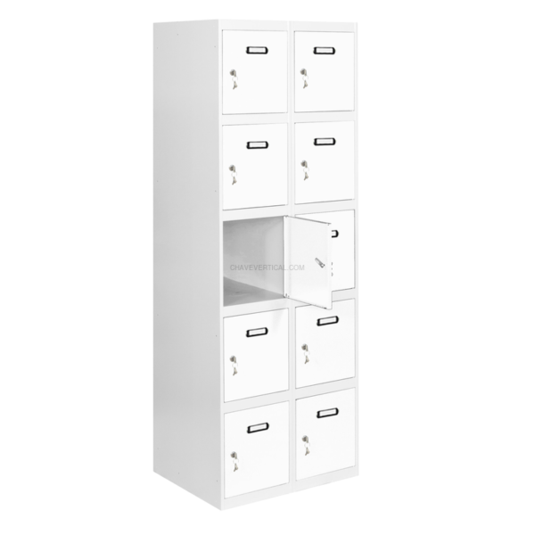 Cacifo Metálico SIMONLOCKER Profissional Montado 5 PUERTA 2/10 400 (800) Cinzento/Branco - 1800 x 800 x 500 mm