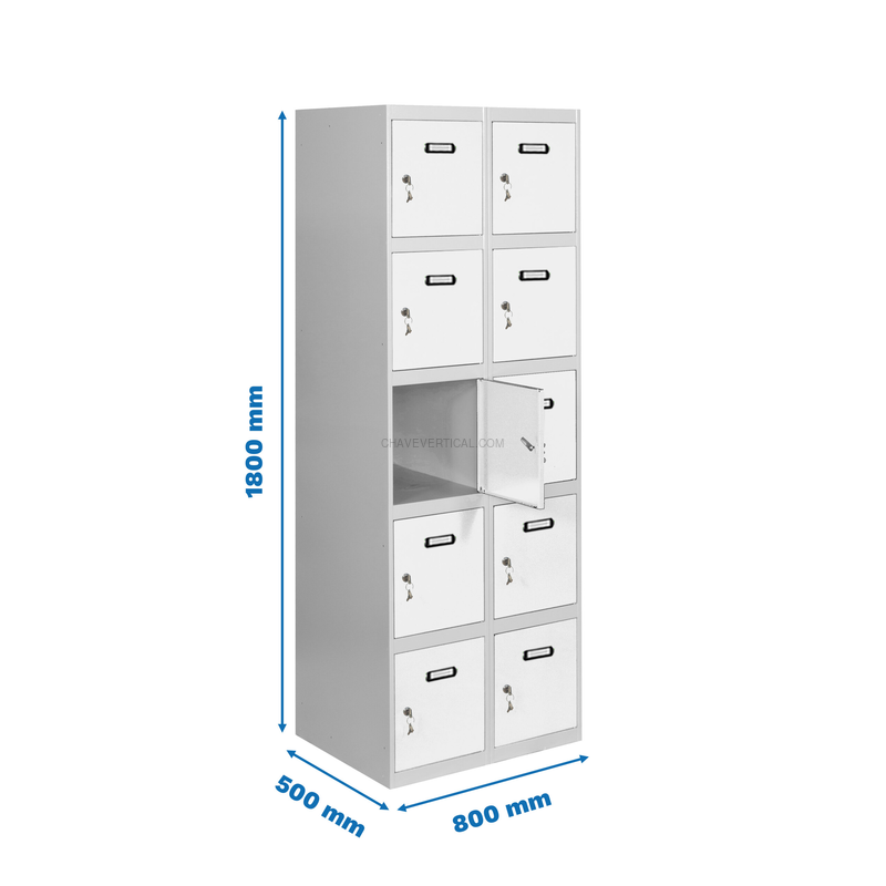 Cacifo Metálico SIMONLOCKER Profissional Montado 5 PUERTA 2/10 400 (800) Cinzento/Branco - 1800 x 800 x 500 mm