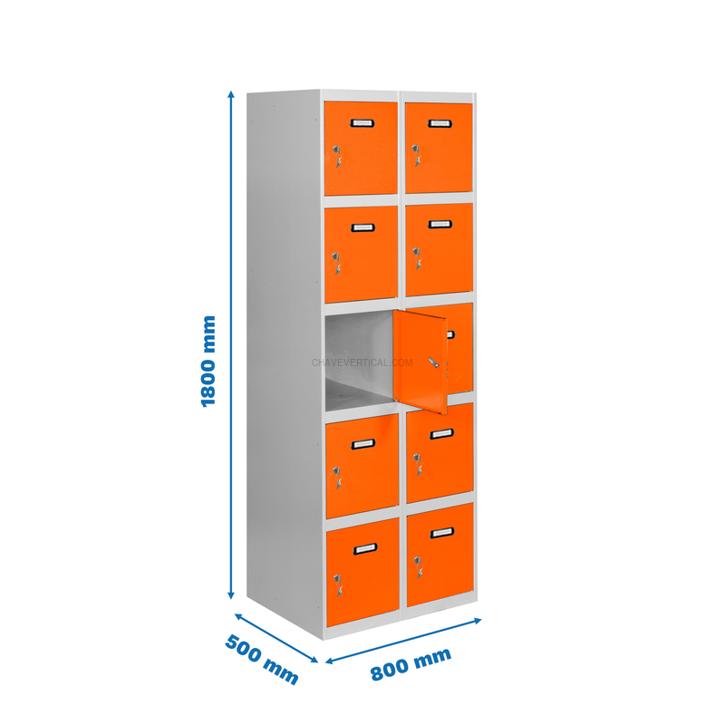 Cacifo Metálico SIMONLOCKER Profissional Montado 5 PUERTA 2/10 400 (800) Cinzento/NA - 1800 x 800 x 500 mm
