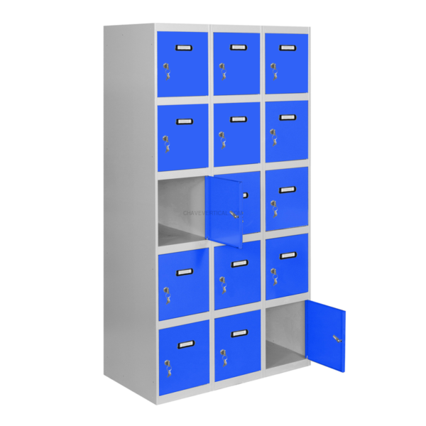 Cacifo Metálico SIMONLOCKER Profissional Montado 5 PUERTA 3/15 300 (900) Cinzento/Azul - 1800 x 900 x 500 mm