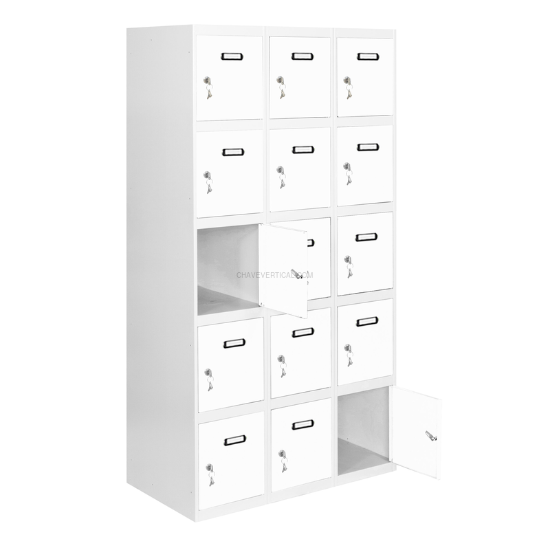 Cacifo Metálico SIMONLOCKER Profissional Montado 5 PUERTA 3/15 300 (900) Cinzento/Branco - 1800 x 900 x 500 mm