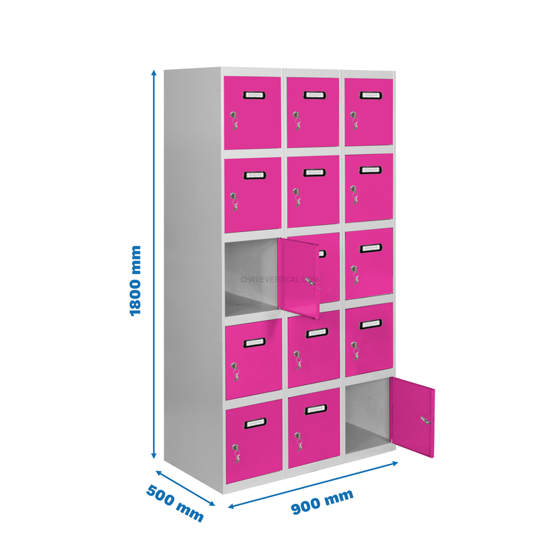 Cacifo Metálico SIMONLOCKER Profissional Montado 5 PUERTA 3/15 300 (900) Cinzento/RS - 1800 x 900 x 500 mm