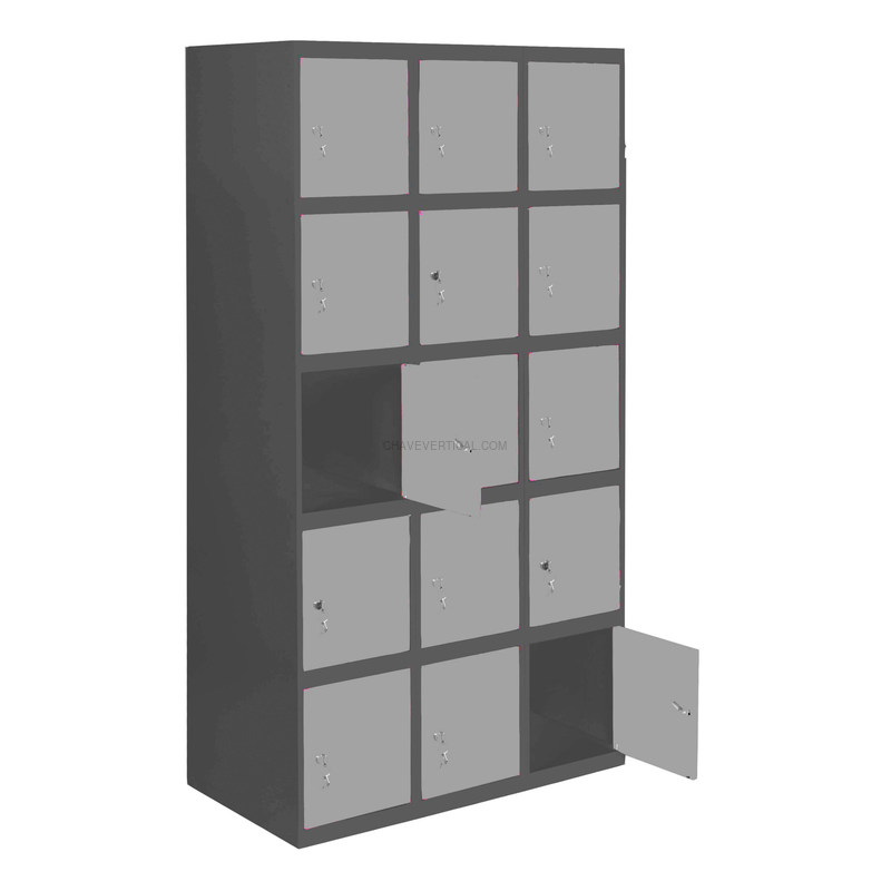 Cacifo Metálico SIMONLOCKER Profissional Montado 5 PUERTA 3/15 300 (900)AN/Cinzento - 1800 x 900 x 500 mm