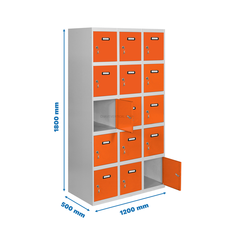 Cacifo Metálico SIMONLOCKER Profissional Montado 5 PUERTA 3/15 400 (1200)Cinzento/NA - 1800 x 1200 x 500 mm