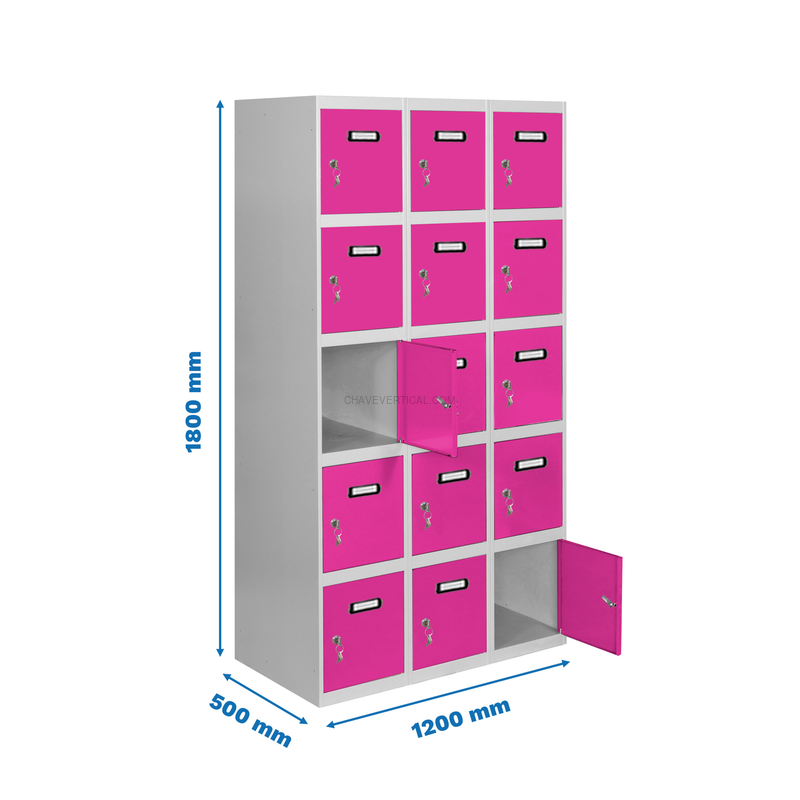 Cacifo Metálico SIMONLOCKER Profissional Montado 5 PUERTA 3/15 400 (1200)Cinzento/RS - 1800 x 1200 x 500 mm
