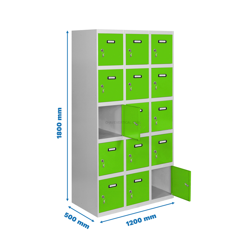 Cacifo Metálico SIMONLOCKER Profissional Montado 5 PUERTA 3/15 400 (1200)Cinzento/VE - 1800 x 1200 x 500 mm