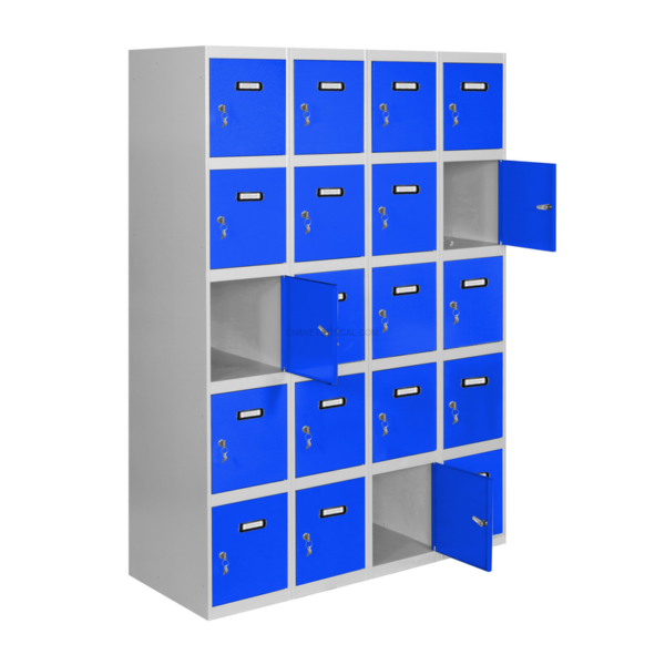 Cacifo Metálico SIMONLOCKER Profissional Montado 5 PUERTA 4/20 300 (1200)Cinzento/Azul - 1800 x 1200 x 500 mm