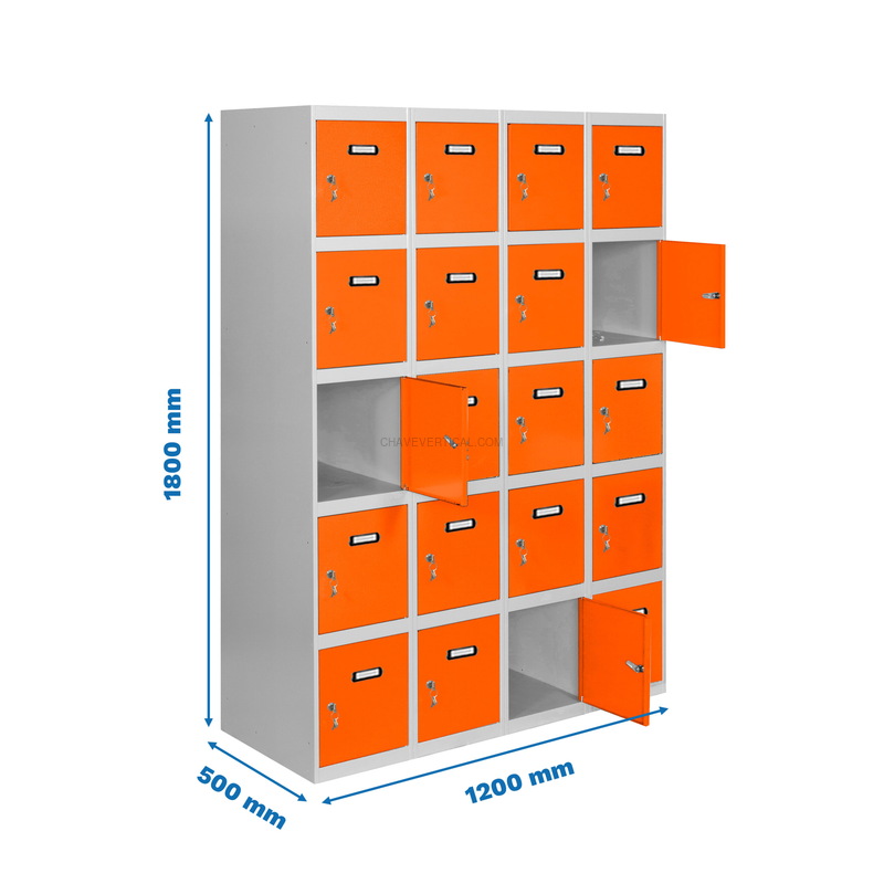 Cacifo Metálico SIMONLOCKER Profissional Montado 5 PUERTA 4/20 300 (1200)Cinzento/NA - 1800 x 1200 x 500 mm