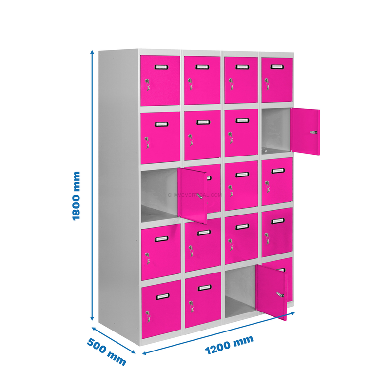 Cacifo Metálico SIMONLOCKER Profissional Montado 5 PUERTA 4/20 300 (1200)Cinzento/RS - 1800 x 1200 x 500 mm