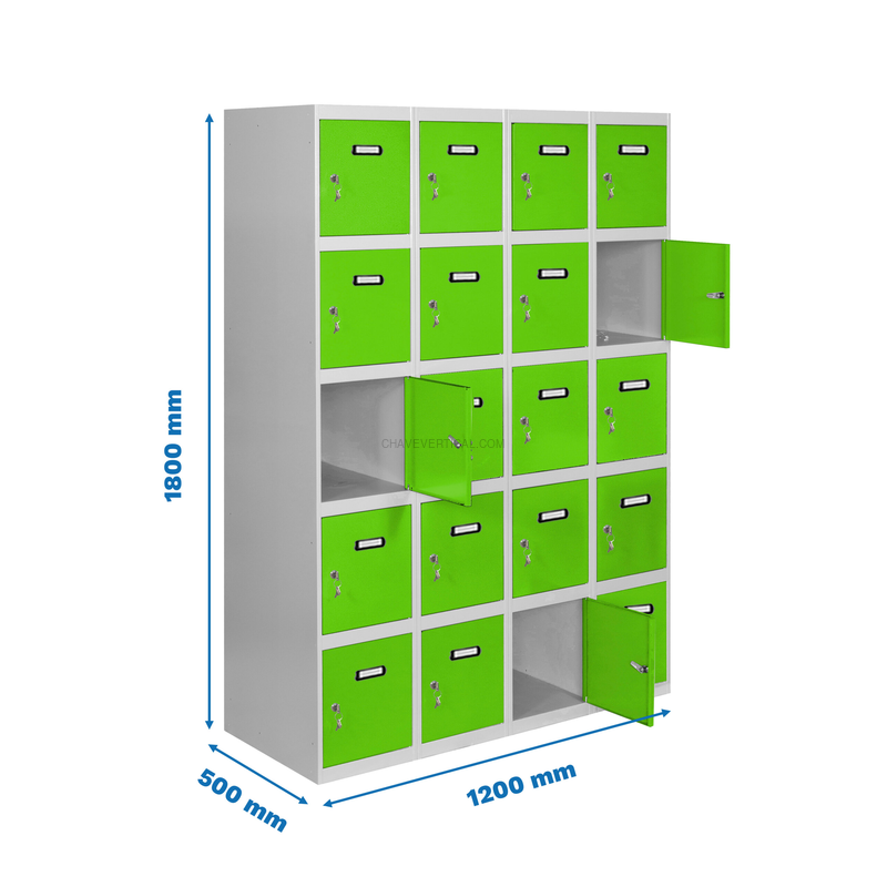 Cacifo Metálico SIMONLOCKER Profissional Montado 5 PUERTA 4/20 300 (1200)Cinzento/VE - 1800 x 1200 x 500 mm